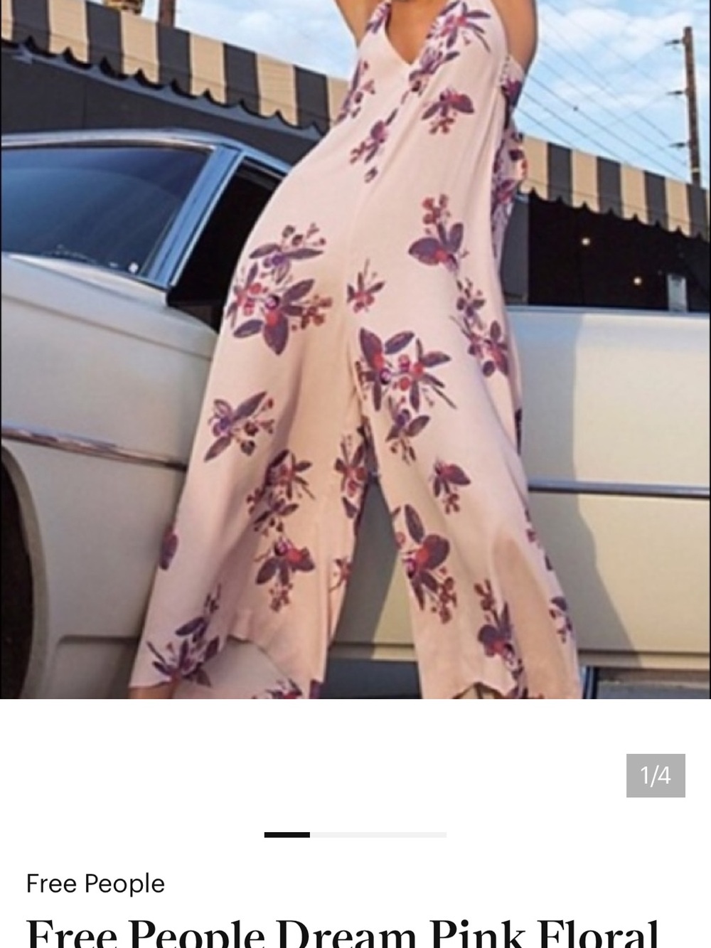 Free People Pink Floral Wide-Leg Jumpsuit